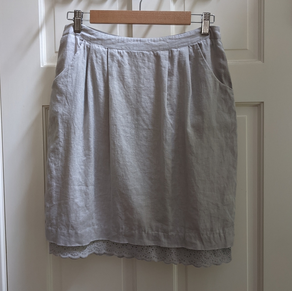 Odille grey linen pencil skirt, 8